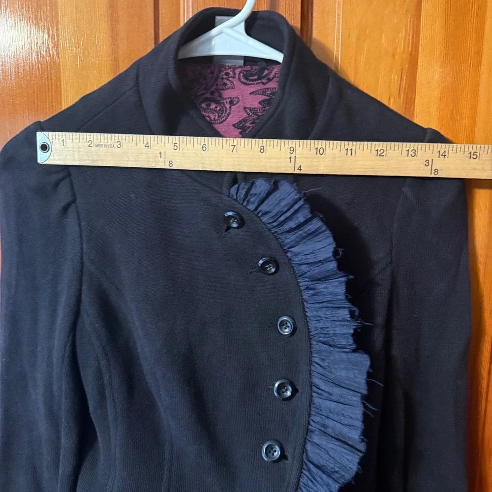 Free People Military Ruffle Jacket Womens 4 Black Excellent Victorian Peplum